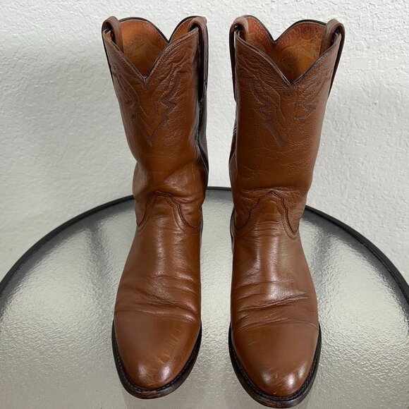 Lucchese 2000 Roper Western Boot in Peanut Brittle(medium brown) Men's 9.5 D - Picture 2 of 16